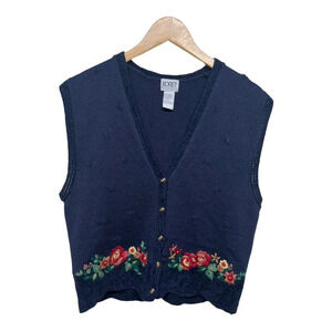 Vintage Wool-Blend Knit Sweater Vest M Petite